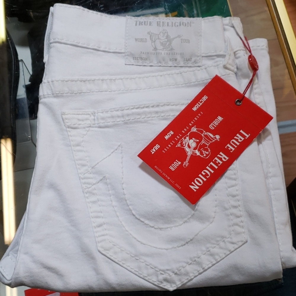 TrueReligion Mens Jean Shorts - White